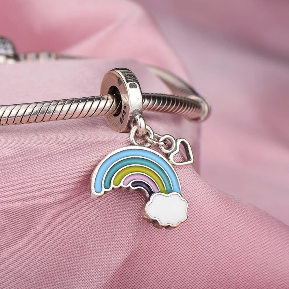 Sterling Silver Dangle Bead Rainbow of Love Charm
